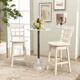 Counter Height Barstools Set of 2 with 6-Grid Hollow Back and Seat-White