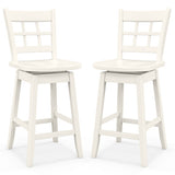 Counter Height Barstools Set of 2 with 6-Grid Hollow Back and Seat-White