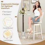 Counter Height Barstools Set of 2 with 6-Grid Hollow Back and Seat-White