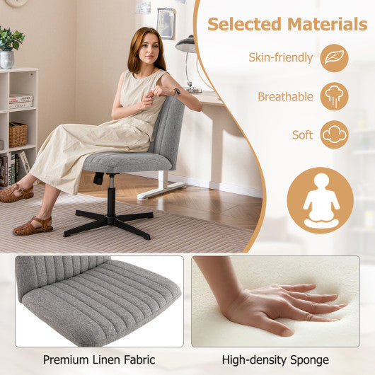 Criss Cross Legged Chair No Wheels 120° Rocking Adjustable Height-Gray