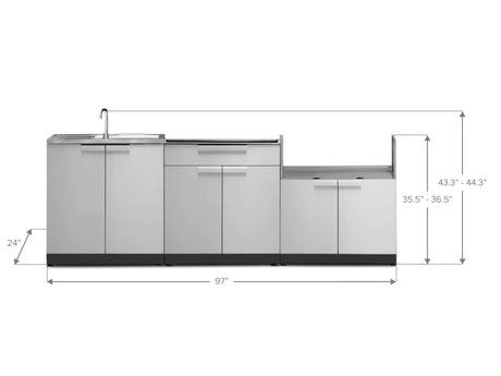 Outdoor Kitchen Stainless Steel 3 Piece Cabinet Set with Sink, 2-Door Drawer and Grill Cabinet