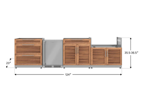 Outdoor Kitchen Stainless Steel 4 Piece Cabinet Set with 3-Drawer, Bar, Grill Cabinet and Fridge