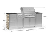 Outdoor Kitchen Signature Series 8 Piece Cabinet Set with Dual Side Burner, 3 Drawer, 1 Door, Platinum Grill and Grill Cabinet