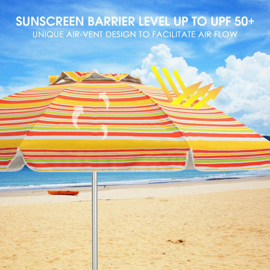 6.5 Feet Beach Umbrella with Sun Shade and Carry Bag without Weight Base-Orange