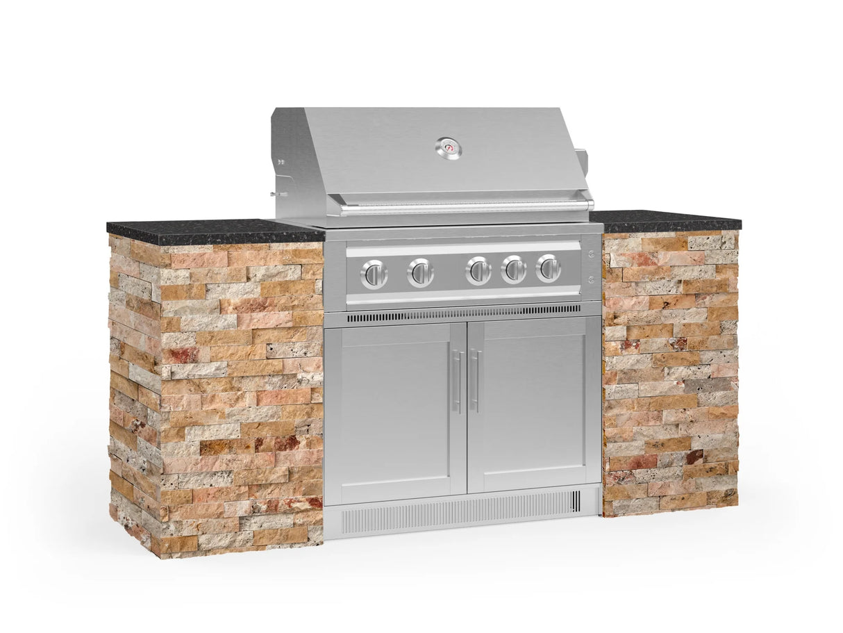 Outdoor Kitchen Signature Series 6 Piece Cabinet Set with Platinum Grill and Grill Cabinet