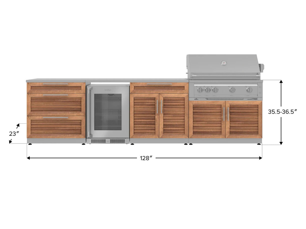 Outdoor Kitchen Stainless Steel 4 Piece Cabinet Set with 3-Drawer, Bar, Grill Cabinet and Fridge