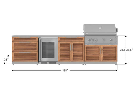 Outdoor Kitchen Stainless Steel 4 Piece Cabinet Set with 3-Drawer, Bar, Grill Cabinet and Fridge