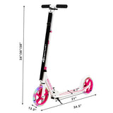 Portable Folding Sports Kick Scooter with LED Wheels-Pink