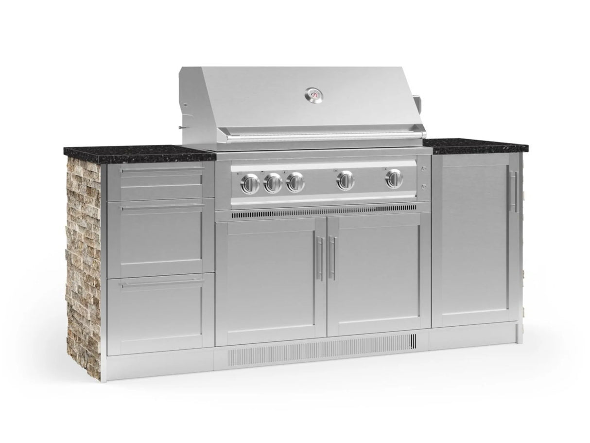 Outdoor Kitchen Signature Series 6 Piece Cabinet Set with Platinum Grill, 3 Drawer, 1 Door and Grill Cabinet