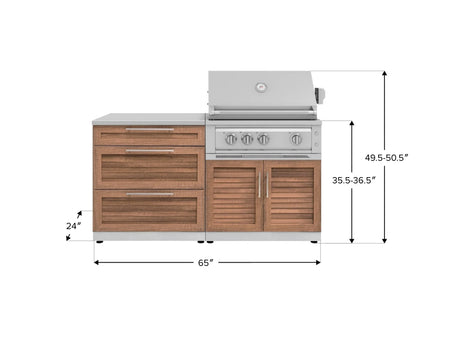 Outdoor Kitchen Stainless-Steel 4 Piece Cabinet Set with 3 Drawer, Grill Cabinet, Platinum Grill, and Countertop