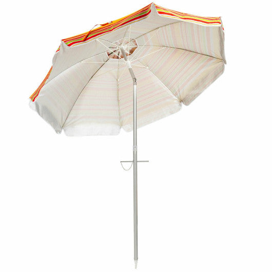 6.5 Feet Beach Umbrella with Sun Shade and Carry Bag without Weight Base-Orange