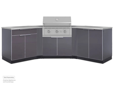 Outdoor Kitchen Aluminum 5 Piece Cabinet Set with 2-Door, Bar, Grill and Corner Cabinets