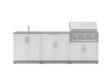 Outdoor Kitchen Stainless-Steel 5 Piece Cabinet Set with Bar, Sink, Grill Cabinet, Performance Grill, and Countertop