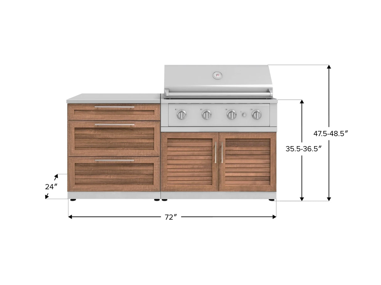 Outdoor Kitchen Stainless-Steel 4 Piece Cabinet Set with 3 Drawer, Grill Cabinet, Performance Grill, and Countertop