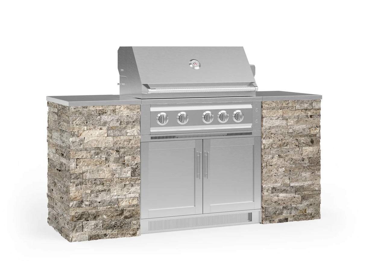 Outdoor Kitchen Signature Series 6 Piece Cabinet Set with Platinum Grill and Grill Cabinet