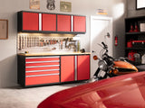Pro Series 6 Piece Cabinet Set with Base, Wall Cabinet, Locker and Stainless Steel Door Fridge