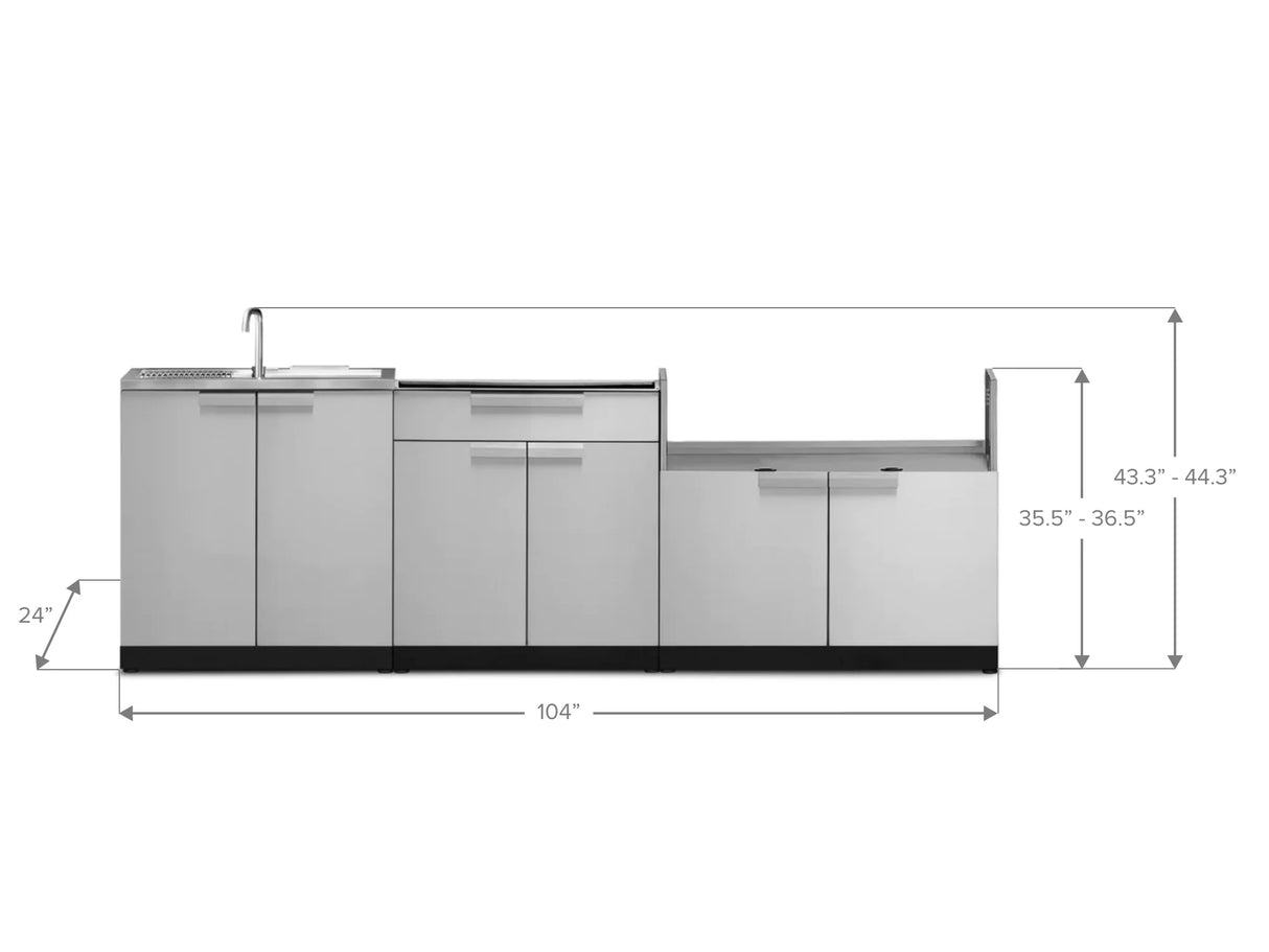 Outdoor Kitchen Stainless Steel 3 Piece Cabinet Set with Sink, Bar and Grill Cabinet