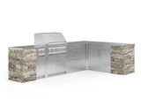 Outdoor Kitchen Signature Series 11 Piece L Shaped Cabinet Set with 3 Drawer, Bar, Dual Side Burner, Grill and Grill Cabinet