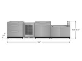 Outdoor Kitchen Stainless Steel 4 Piece Cabinet Set with 3-Drawer, Bar, Grill Cabinet and Fridge