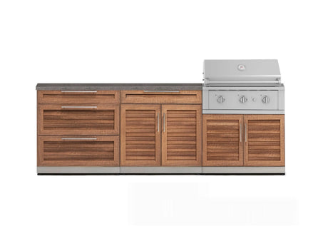 Outdoor Kitchen Stainless-Steel 5 Piece Cabinet Set with 3-Drawer, Bar, Grill Cabinet, Performance Grill and Countertop