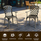 Outdoor Aluminum Dining Set of 2 Patio Bistro Chairs