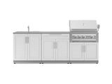 Outdoor Kitchen Stainless-Steel 5 Piece Cabinet Set with Bar, Sink, Grill Cabinet, Platinum Grill, and Countertop