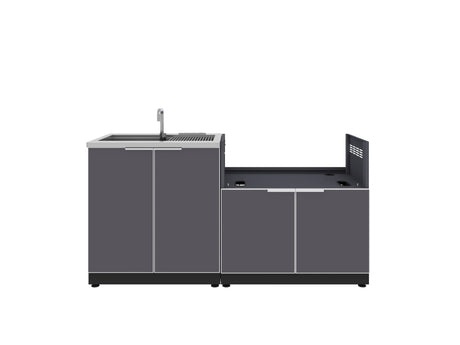 Outdoor Kitchen Aluminum 2 Piece Cabinet Set with Sink and Grill Cabinet