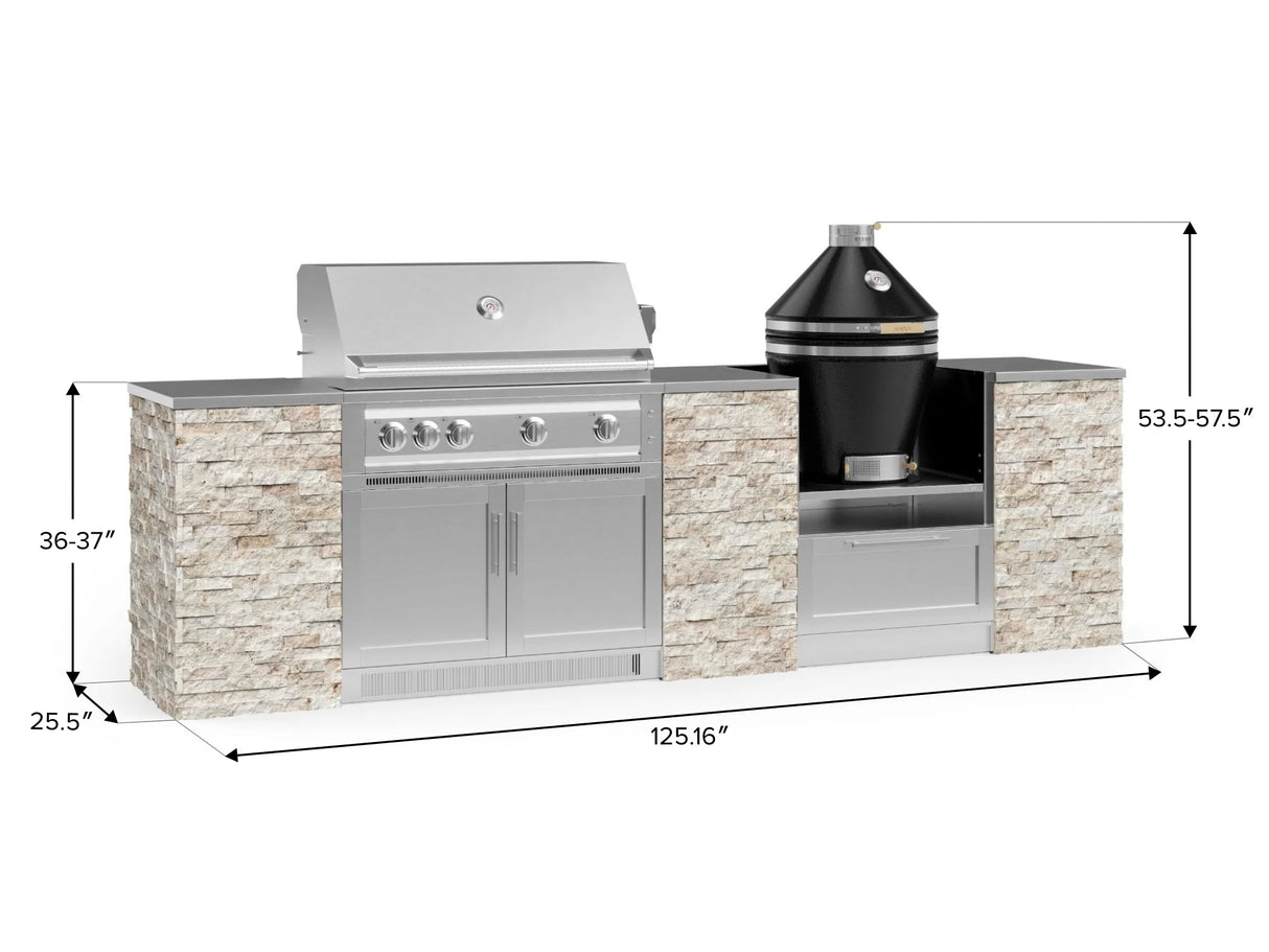 Outdoor Kitchen Signature Series 9 Piece Cabinet Set with Kamado, Platinum Grill and Grill Cabinet