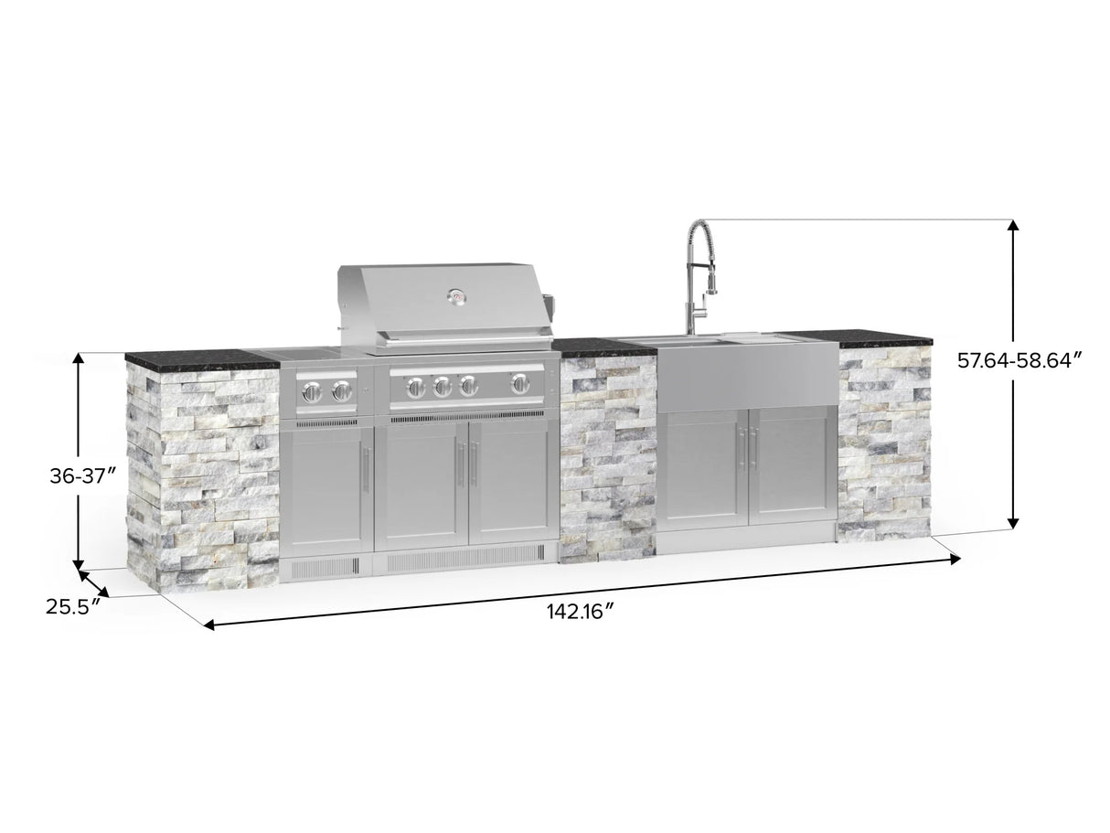 Outdoor Kitchen Signature Series 11 Piece Cabinet Set with Dual Side Burner, Sink, Platinum Grill and Grill Cabinet