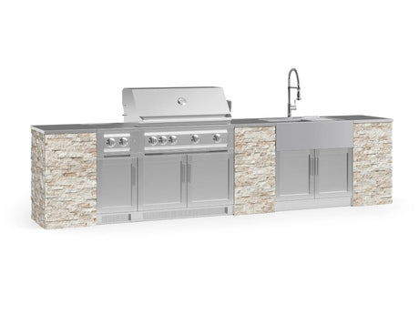 Outdoor Kitchen Signature Series 11 Piece Cabinet Set with Dual Side Burner, Sink, Platinum Grill and Grill Cabinet