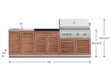 Outdoor Kitchen Stainless-Steel 5 Piece Cabinet Set with Sink, 2-Door with Drawer, Grill Cabinet, Platinum Grill and Countertop