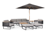 Monterey 7 Seater Chat Set with Coffee Table, Side Table and Umbrella