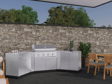 Outdoor Kitchen Stainless Steel 5 Piece Cabinet Set with 2-Door, Bar, Grill and Corner Cabinets