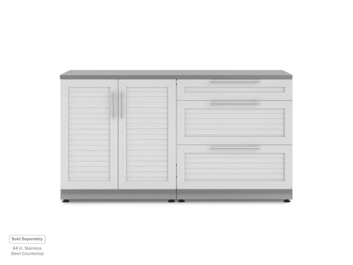 Outdoor Kitchen Stainless Steel 2 Piece Cabinet Set with 3-Drawer Cabinet and 2-Door Cabinet