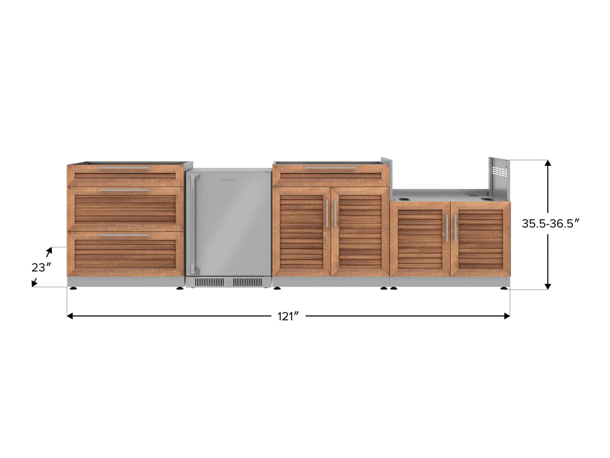 Outdoor Kitchen Stainless Steel 4 Piece Cabinet Set with 3-Drawer, Bar, Grill Cabinet and Fridge