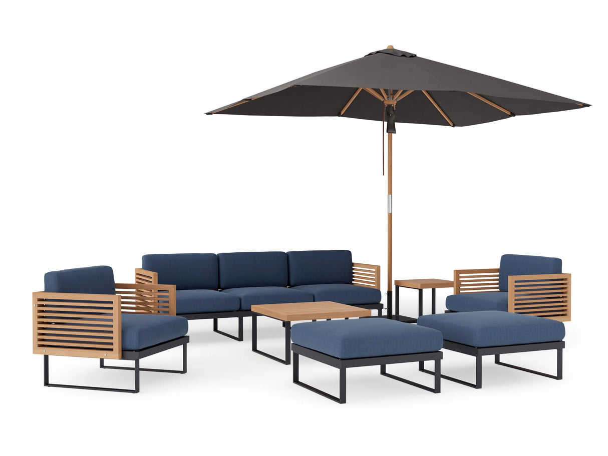 Monterey 7 Seater Chat Set with Coffee Table, Side Table and Umbrella