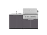 Outdoor Kitchen Aluminum 3 Piece Cabinet Set with Sink, Grill Cabinet and Platinum Grill