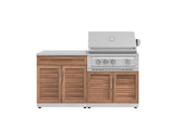 Outdoor Kitchen Stainless-Steel 4 Piece Cabinet Set with Bar, Grill Cabinet, Platinum Grill, and Countertop