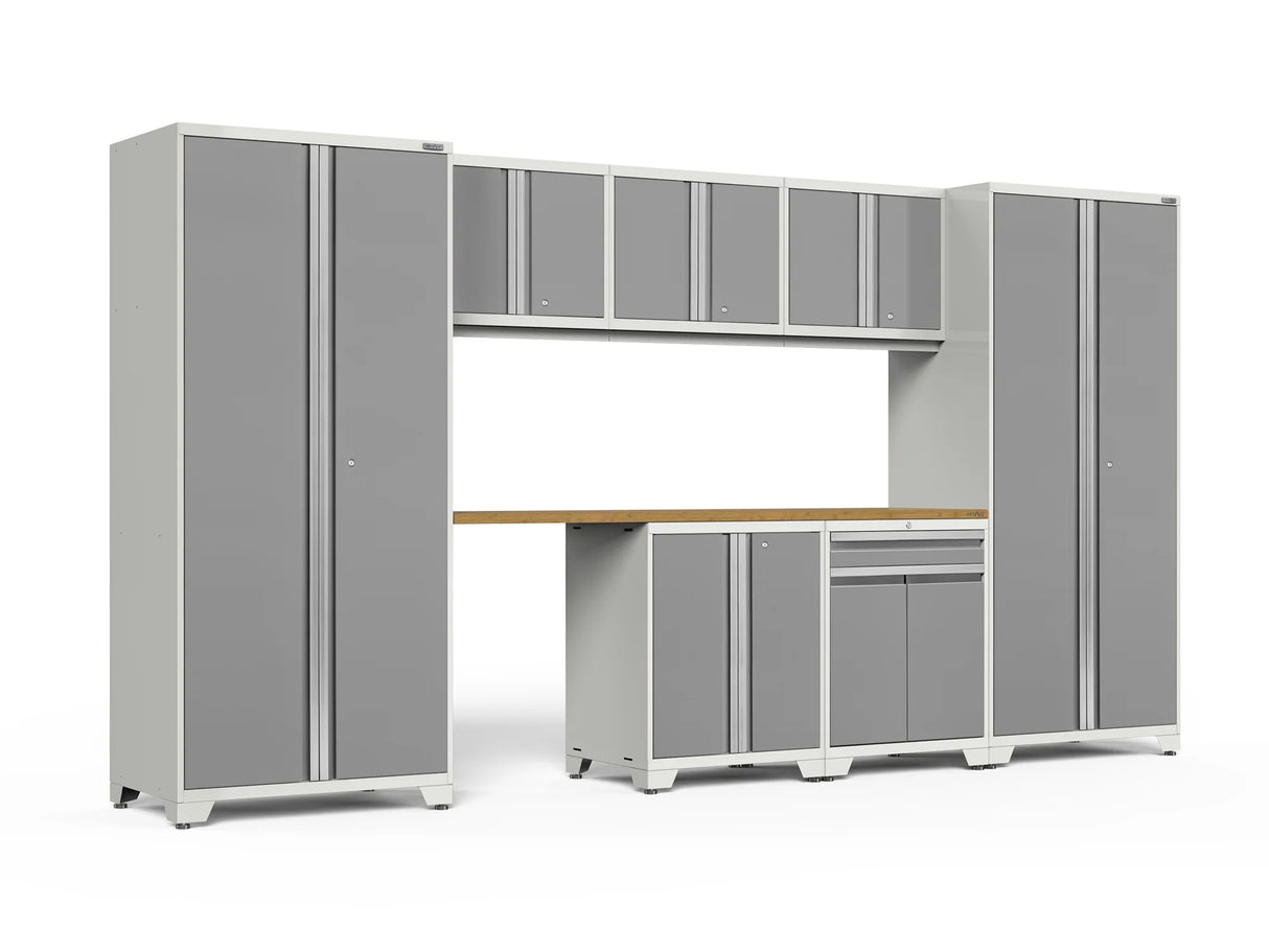 Pro Series 8 Piece Cabinet Set with Wall, Base, Multi-Function Cabinet, Lockers and 84 In. Worktop