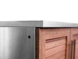 Outdoor Kitchen Stainless Steel 5 Piece Cabinet Set with 3-Drawer, 2-Door Cabinet, Countertops and Fridge