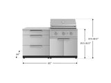 Outdoor Kitchen Stainless-Steel 4 Piece Cabinet Set with 3 Drawer, Grill Cabinet, Performance Grill, and Countertop