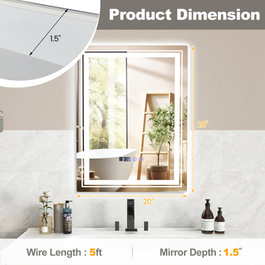 Defogging LED Bathroom Mirror with Memory Function and Anti-Fog-S