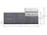 Outdoor Kitchen Aluminum 5 Piece Cabinet Set with 3 Drawer, Bar, Grill Cabinet, Platinum Grill and Countertop