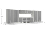 Pro Series 14 Piece Cabinet Set with Lockers, Base, Wall, Tool Drawer Cabinets and 56 In. Worktop
