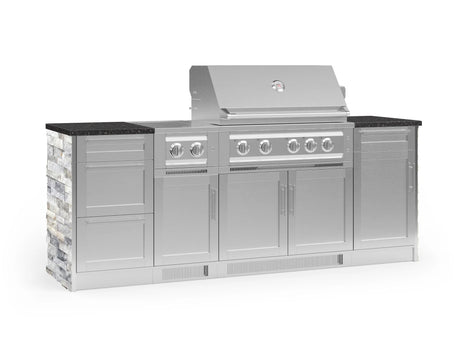 Outdoor Kitchen Signature Series 8 Piece Cabinet Set with Dual Side Burner, 3 Drawer, 1 Door, Platinum Grill and Grill Cabinet