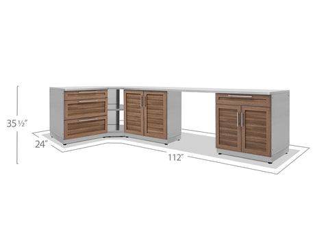 Outdoor Kitchen Stainless Steel 4 Piece Cabinet Set with 3-Drawer, 2-Door, Corner Shelf and 2-Door Drawer Cabinet