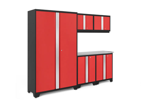 Bold Series 6 Piece Cabinet Set with Base, Wall Cabinets and 48 In. RTA Locker