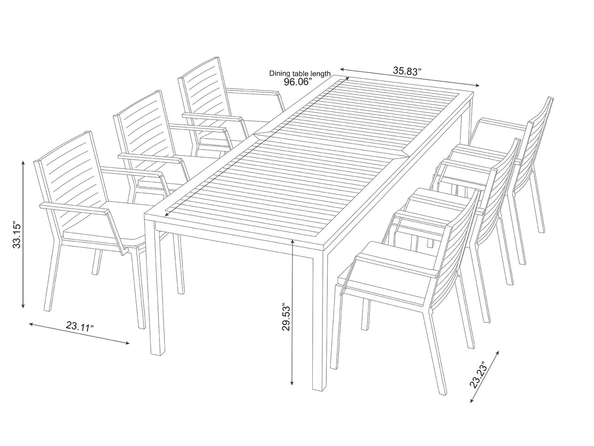 Monterey 6 Seater Dining Set with 96 In. Table