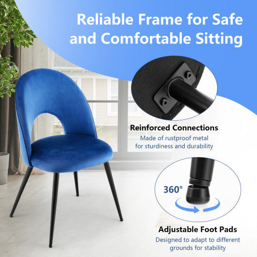 Dining Chair Set of 2 with Metal Base and Adjustable Pads