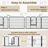 16 Panel 24/32/40 Inches Height Dog Playpen with Lock and Large Door-24 inches